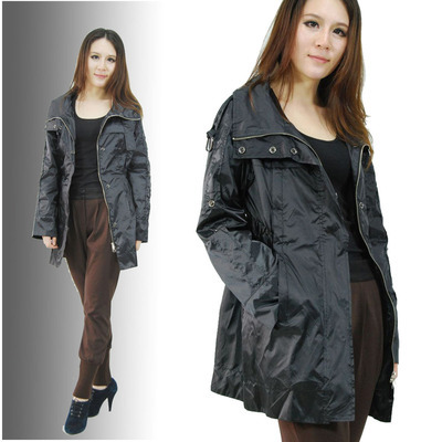 【【廠家批發 品質上乘】小額服裝批發黑色光澤好長風衣ZB006-2】價格,廠家,圖片,女式風衣、大衣,季玉榮(個體經營)-